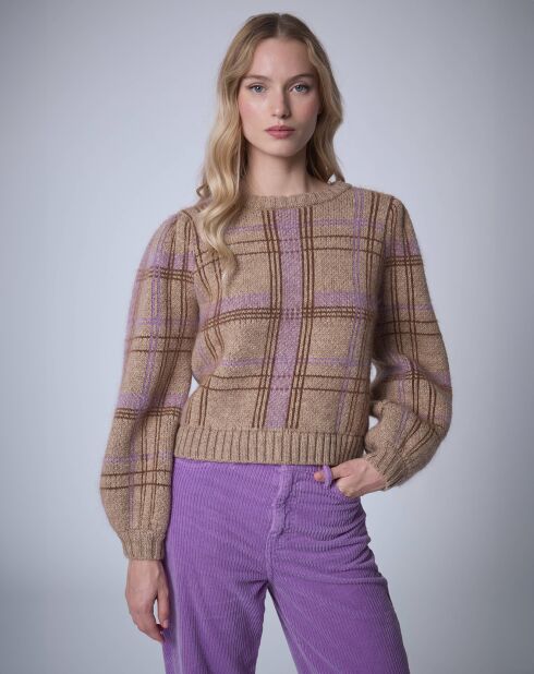 Pull en Laine & Mohair mélangés Maille Carreaux    unique