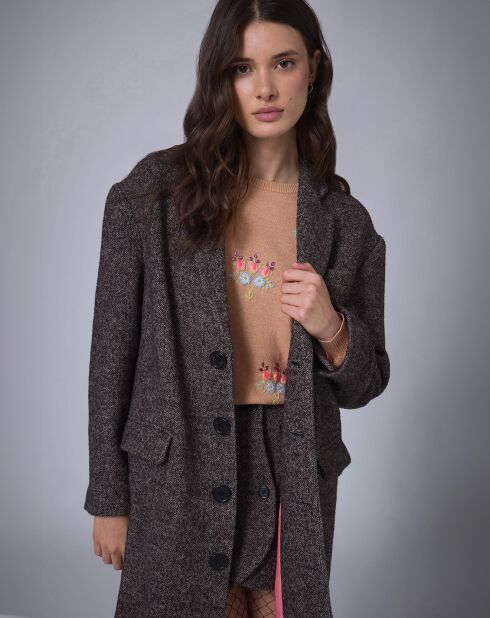 Manteau en Laine mélangée Raymonde     chocolat