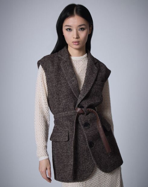 Veste sans manches en Laine mélangée Raymonde   chocolat