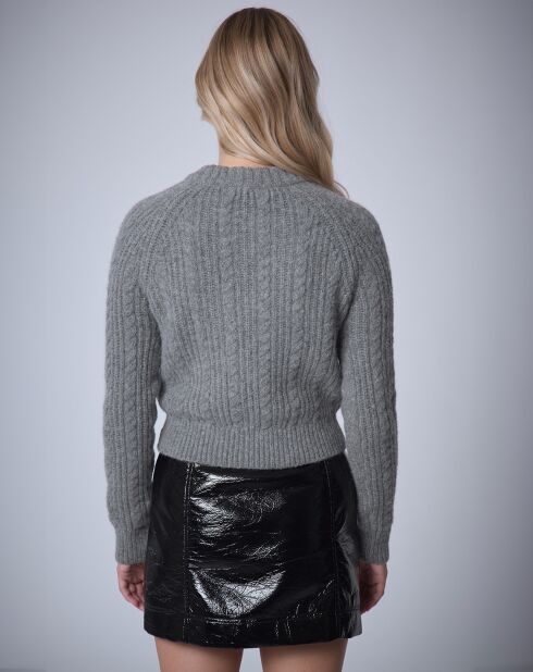 Pull en Laine & Alpaga mélangés Torsade     gris