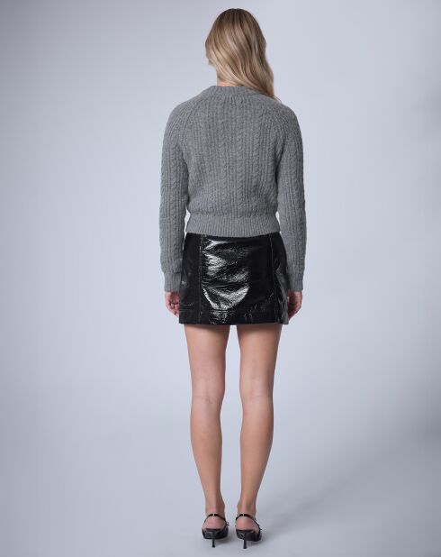 Pull en Laine & Alpaga mélangés Torsade     gris