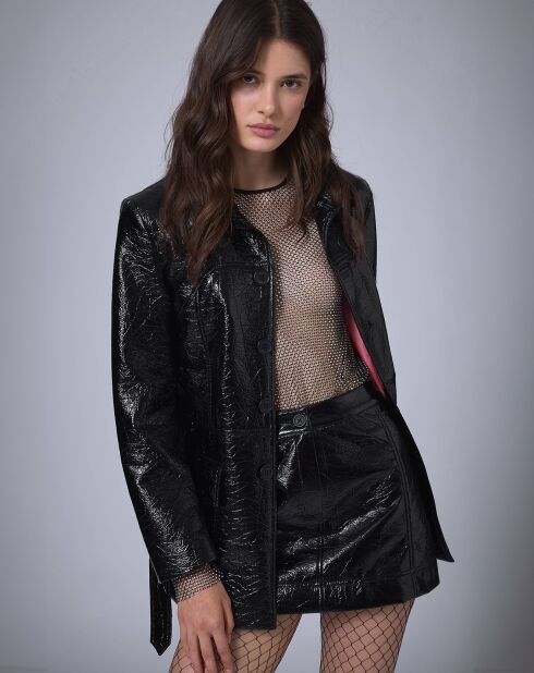 Veste longue vinyle    noire