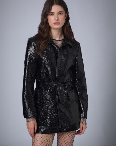 Veste longue vinyle    noire