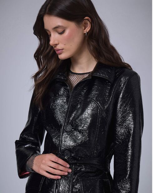 Veste longue vinyle    noire
