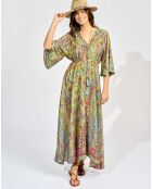 Robe en Soie mélangée Kylan vert/multicolore