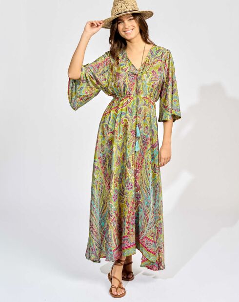 Robe en Soie mélangée Kylan vert/multicolore