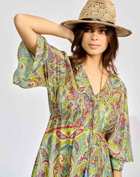 Robe en Soie mélangée Kylan vert/multicolore