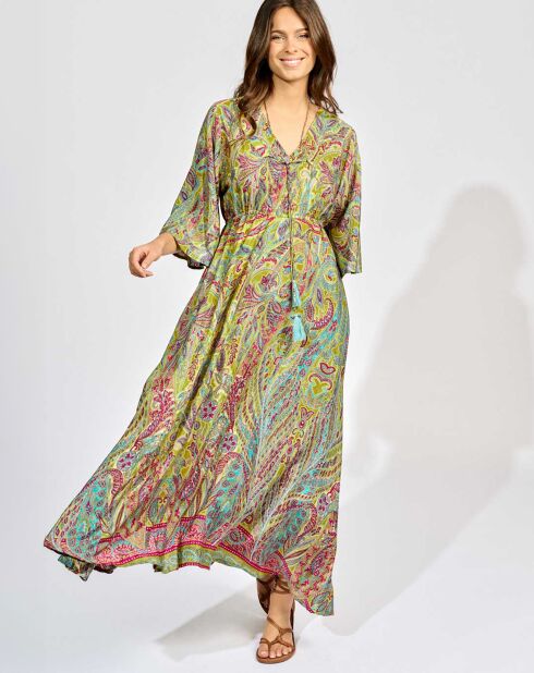 Robe en Soie mélangée Kylan vert/multicolore