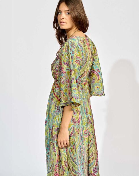 Robe en Soie mélangée Kylan vert/multicolore