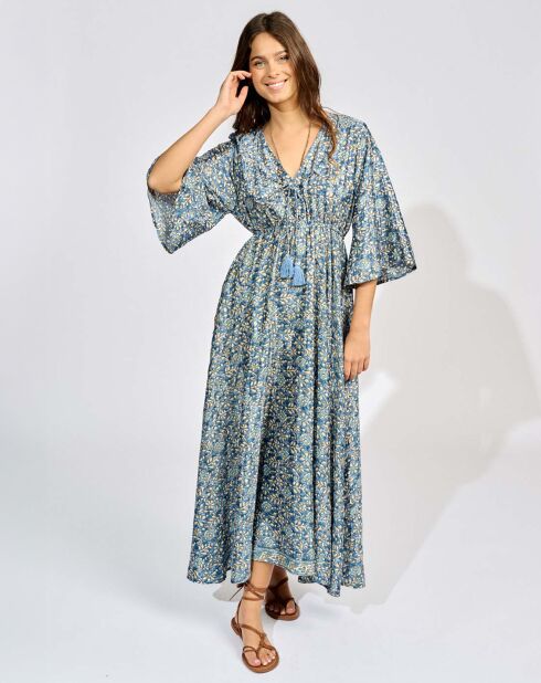 Robe en Soie mélangée Kylan bleue