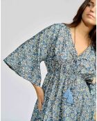 Robe en Soie mélangée Kylan bleue
