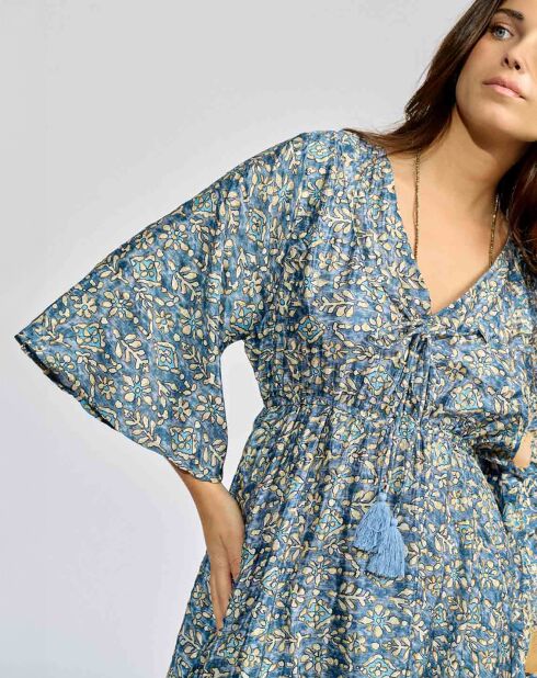 Robe en Soie mélangée Kylan bleue