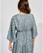 Robe en Soie mélangée Kylan bleue
