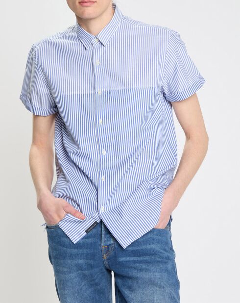 Wit/blauw gestreept hemd met normale pasvorm