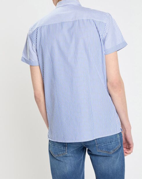 Wit/blauw gestreept hemd met normale pasvorm