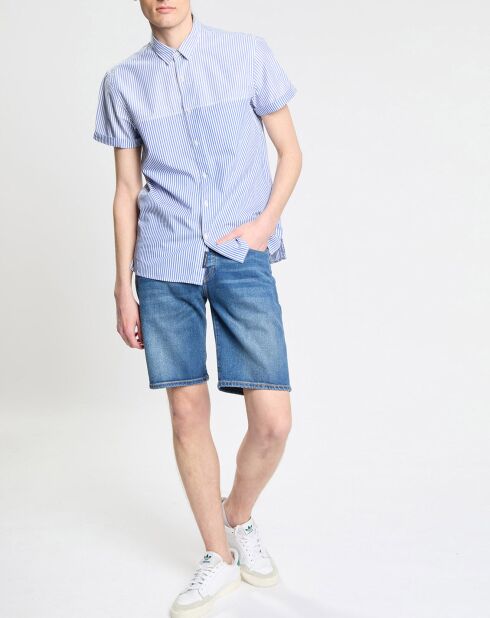 Wit/blauw gestreept hemd met normale pasvorm