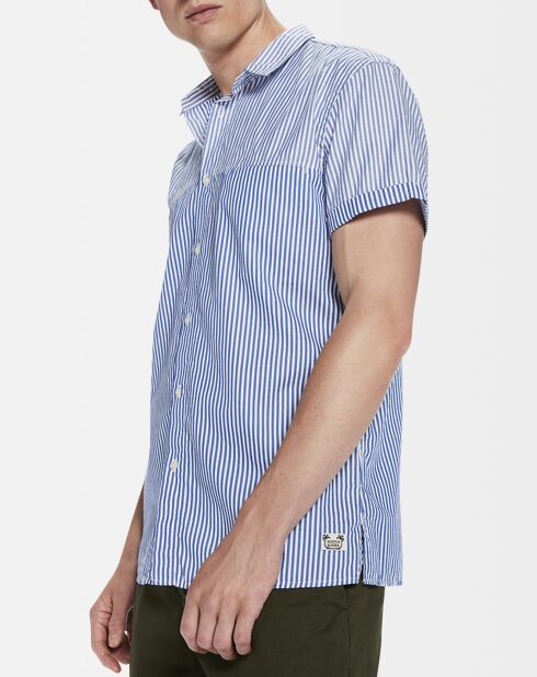 Wit/blauw gestreept hemd met normale pasvorm