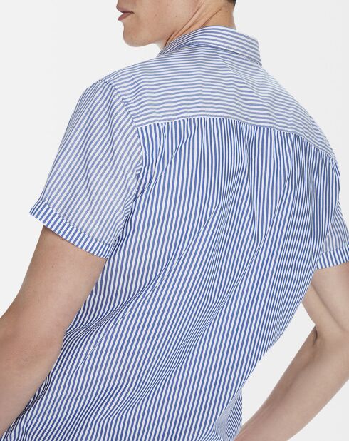 Wit/blauw gestreept hemd met normale pasvorm
