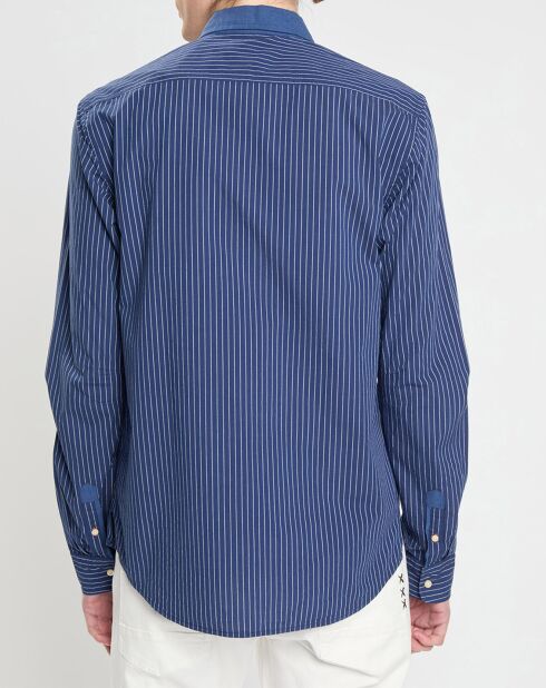 Chemise Regular Fit fines rayures bleu foncé
