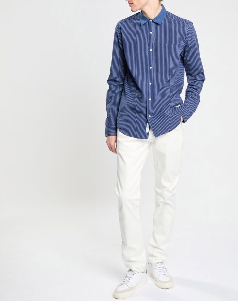 Chemise Regular Fit fines rayures bleu foncé