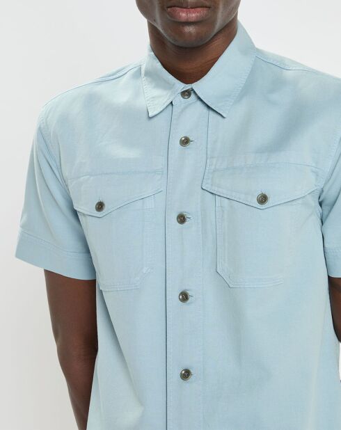Effen blauw overhemd met normale pasvorm