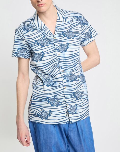 Camisa estampada de corte regular azul/blanco
