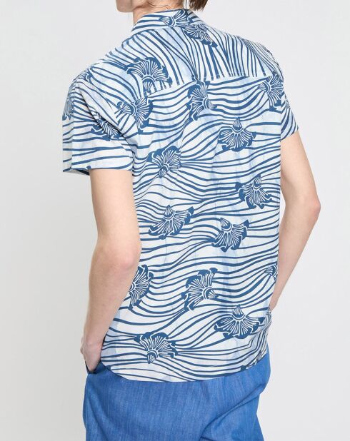 Camisa estampada de corte regular azul/blanco