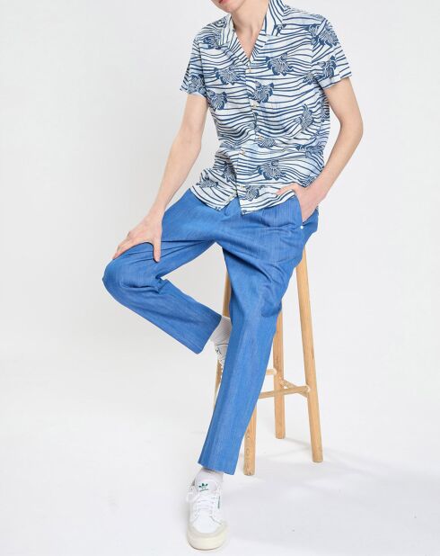 Camisa estampada de corte regular azul/blanco