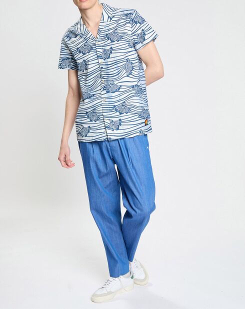 Camisa estampada de corte regular azul/blanco