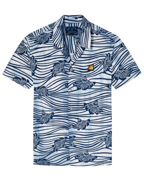 Camisa estampada de corte regular azul/blanco
