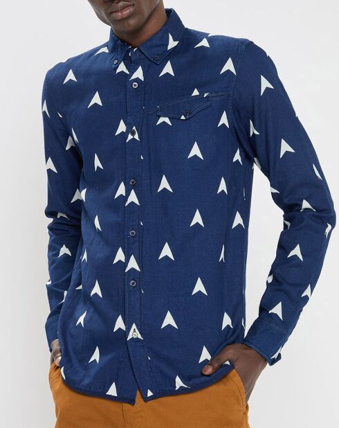 Chemise Regular Fit imprimée blanc/bleu
