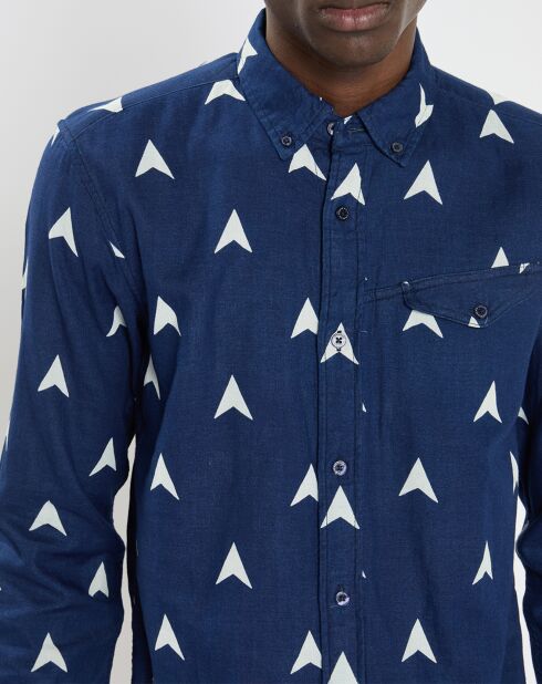 Chemise Regular Fit imprimée blanc/bleu