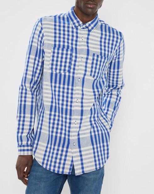 Chemise Regular Fit imprimée blanc/bleu