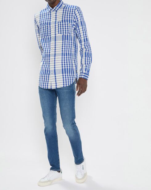 Chemise Regular Fit imprimée blanc/bleu