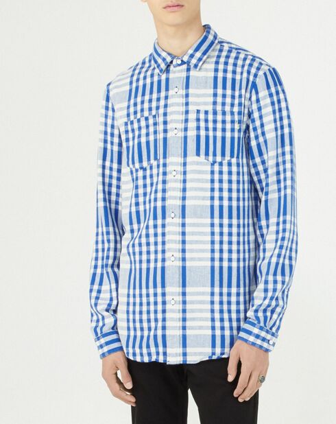 Chemise Regular Fit imprimée blanc/bleu