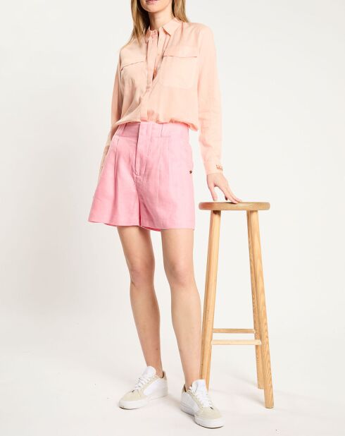 Chemise poche poitrine rose clair