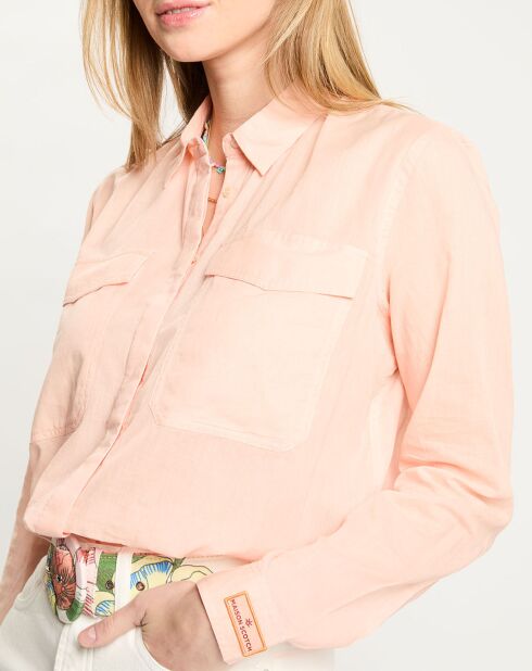 Chemise poche poitrine rose clair