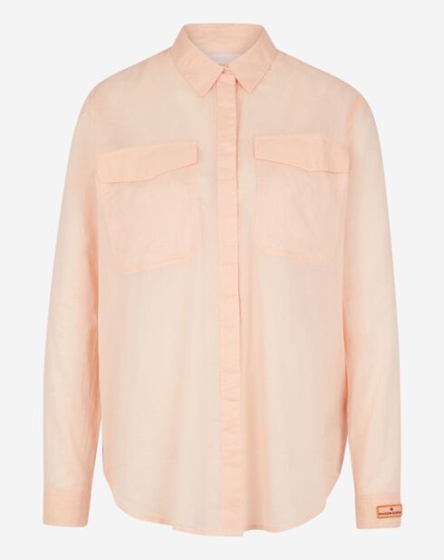 Chemise poche poitrine rose clair