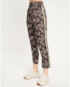 Pantalon fleuri marron/blanc