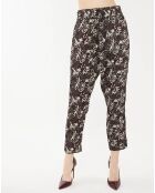 Pantalon fleuri marron/blanc
