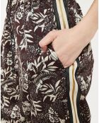 Pantalon fleuri marron/blanc