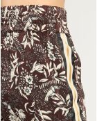 Pantalon fleuri marron/blanc