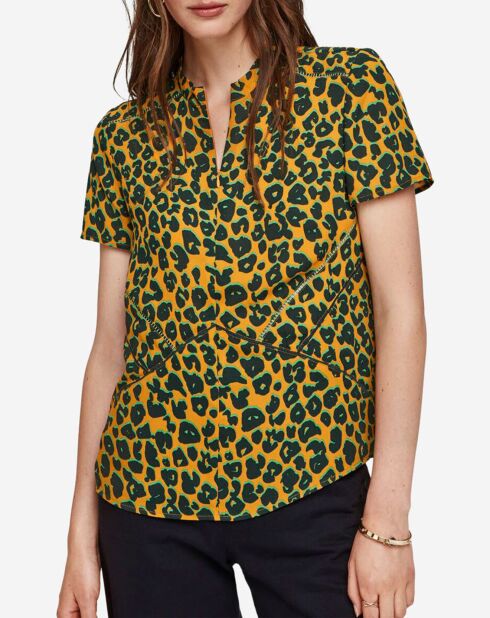 T-Shirt imprimé léopard jaune/vert