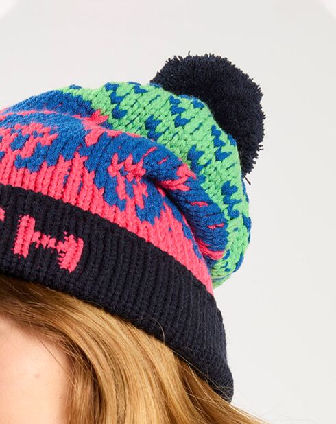 Bonnet de ski rose/bleu/vert