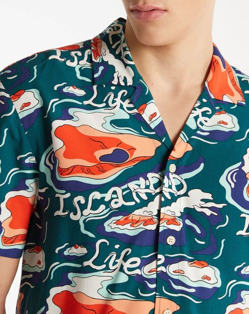 Camisa de corte regular fluido con estampado Multicolor Island