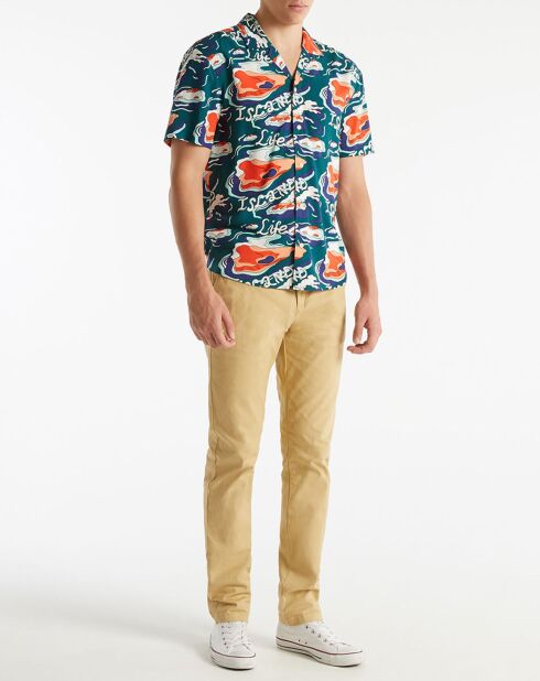 Camisa de corte regular fluido con estampado Multicolor Island