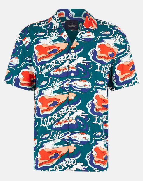 Camisa de corte regular fluido con estampado Multicolor Island