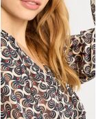Robe longue imprimée marine/beige