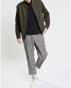 Pantalon ample fuselé multicarreaux gris