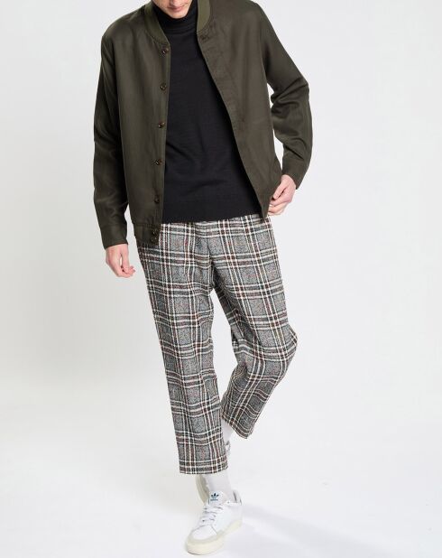 Pantalon ample fuselé multicarreaux gris